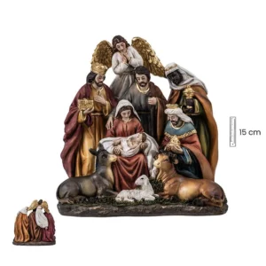 Nativity with three wise men and angel