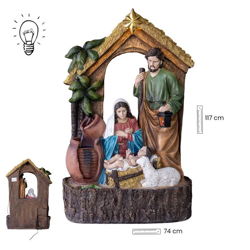 Nativity with fountain and light. 115 cm.