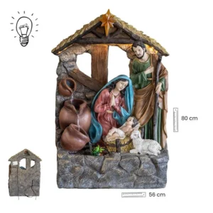 Nativity with fountain and light. 80 cm.