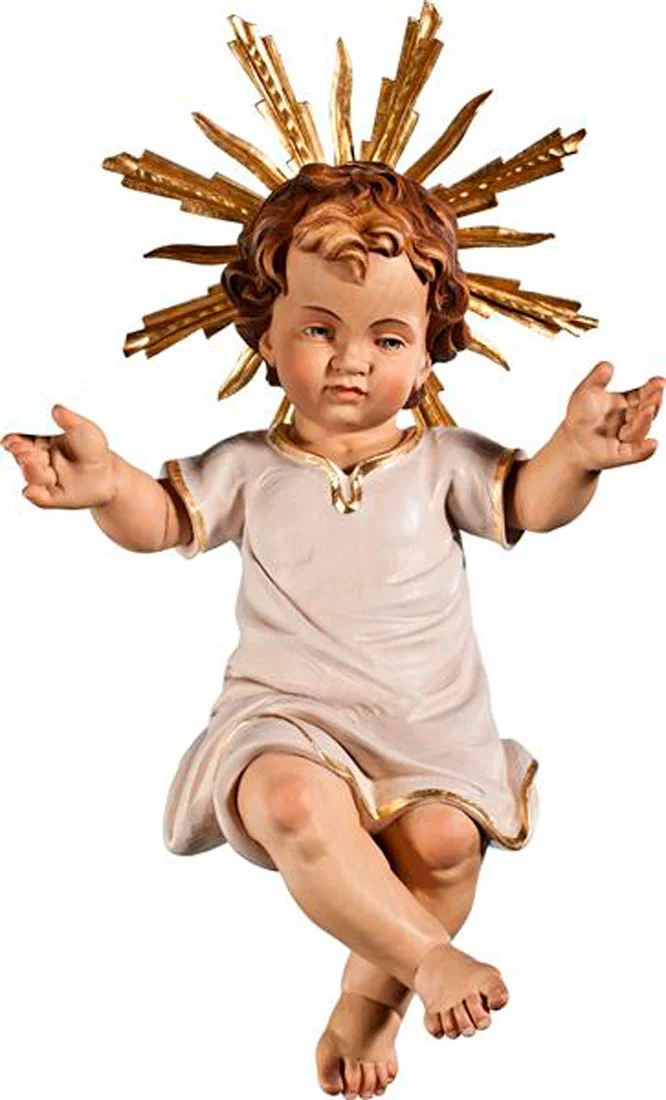 Niño Jesus de cuna vestido con aureola