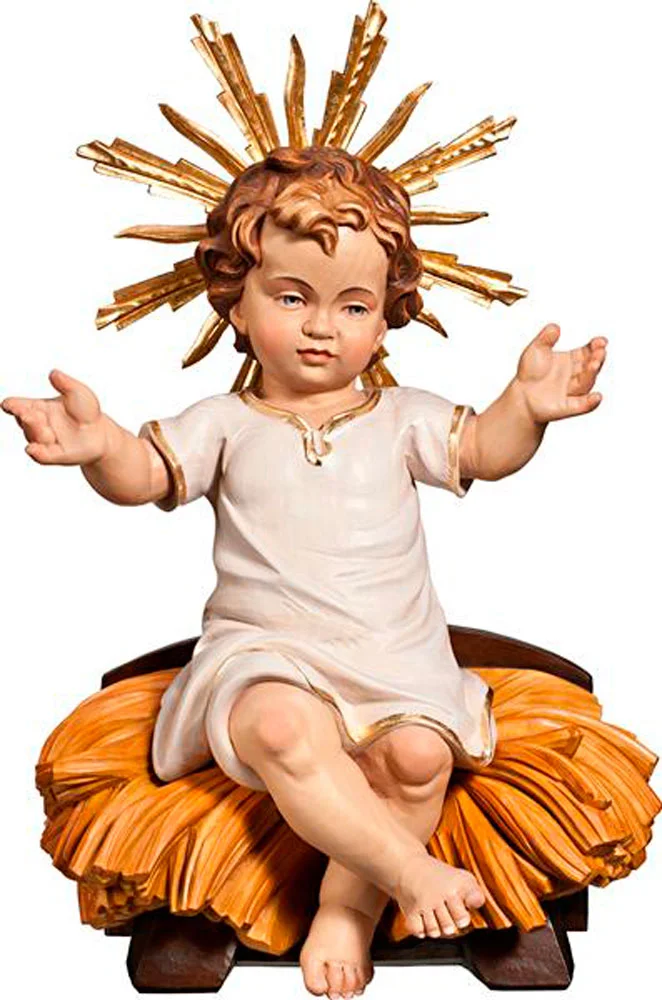 Jesus Child clothed sitting with cradle
