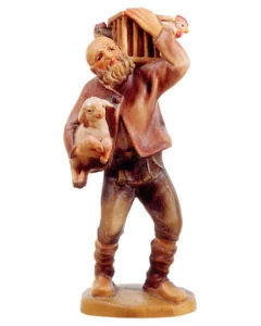 Shepherd with cage and lamb (Rustic Nativity)