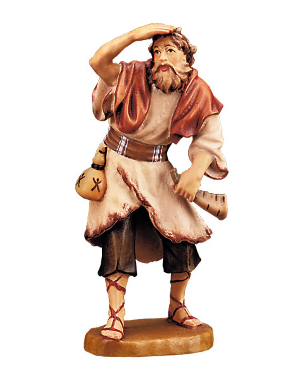 Pastor con mano en la frente y cuerno (Nacimiento Rupert)