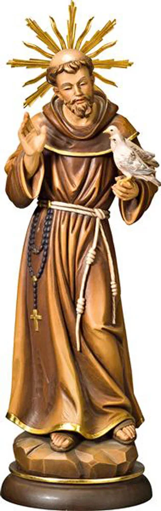 Saint Francis of Assisi with pigeons and aureole
