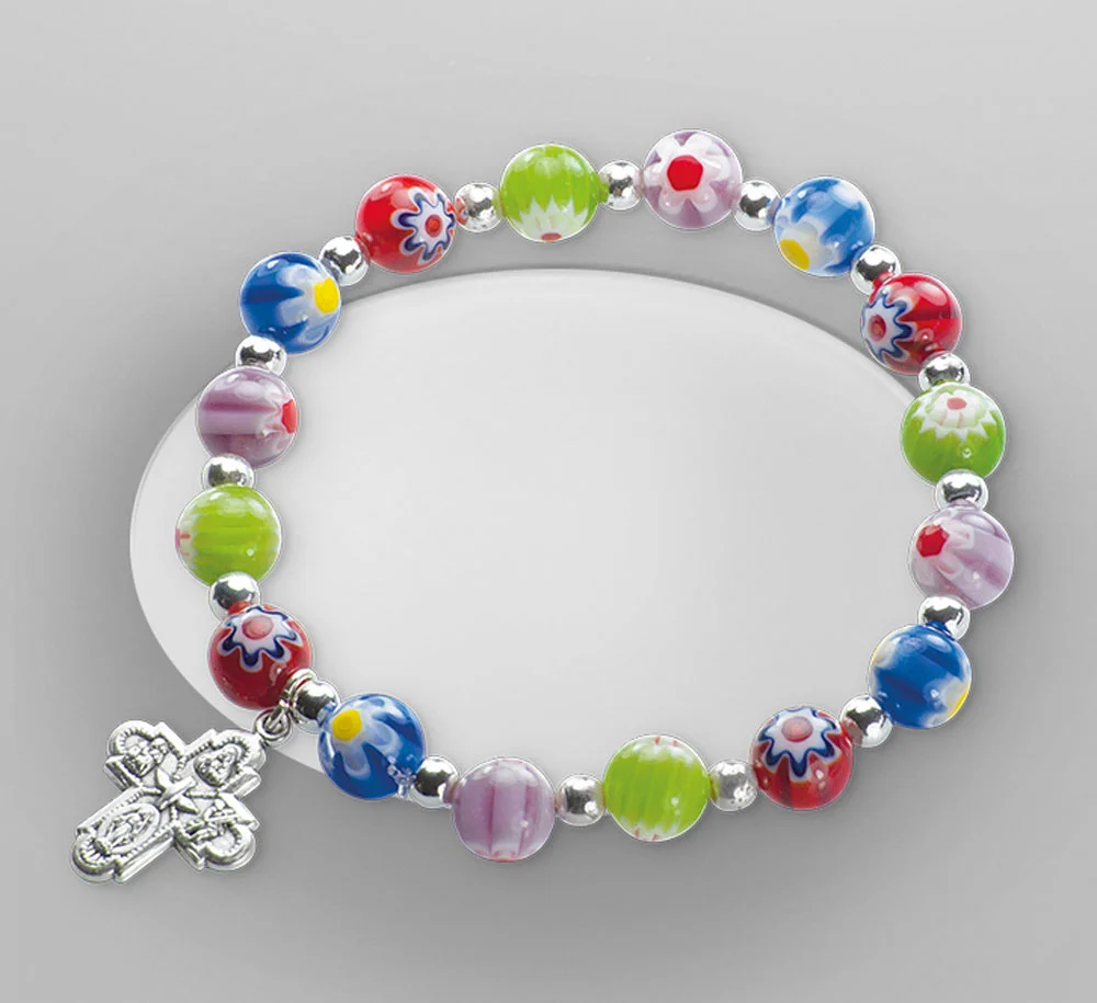 Bracelet with cross Murano crystal. Elastic