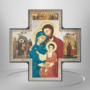 Crucifijo Sagrada Familia en madera