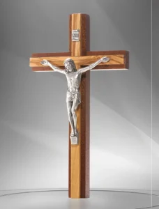 Wooden crucifix of mahogany and olive wood