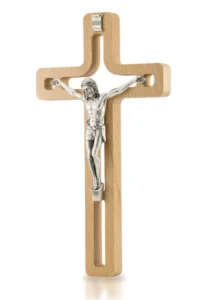 Wood stamped cross with Christ