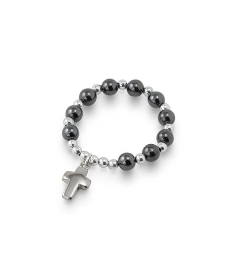 Single decade with cross, hematite