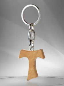 Llavero Cruz de Tau. Madera Olivo