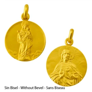 Medalla escapulario de la Virgen Blanca y el Sagrado Corazon de Jesus