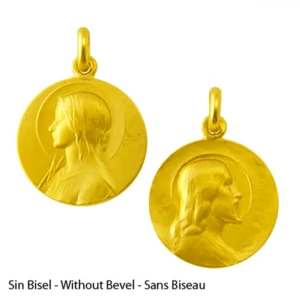 Medalla escapulario de la Virgen Maria con velo y Cristo Salvador