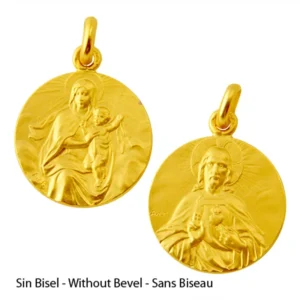 Medalla escapulario de la Virgen del Carmen V2 y el Sagrado Corazon de Jesus