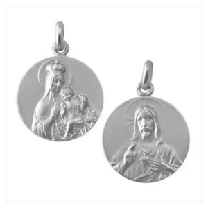 Medalla escapulario de la Virgen del Carmen y el Sagrado Corazon de Jesus