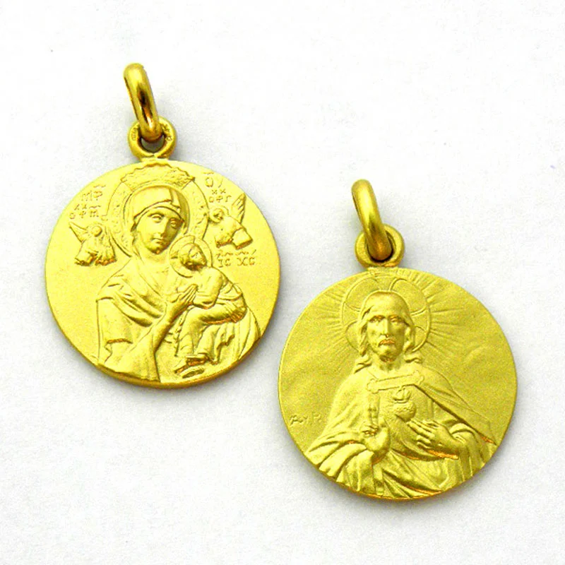 Medalla escapulario de la Virgen del Perpetuo Socorro y el Sagrado Corazon de Jesus