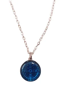 Medal of Saint Benedict. Enameled. With chain