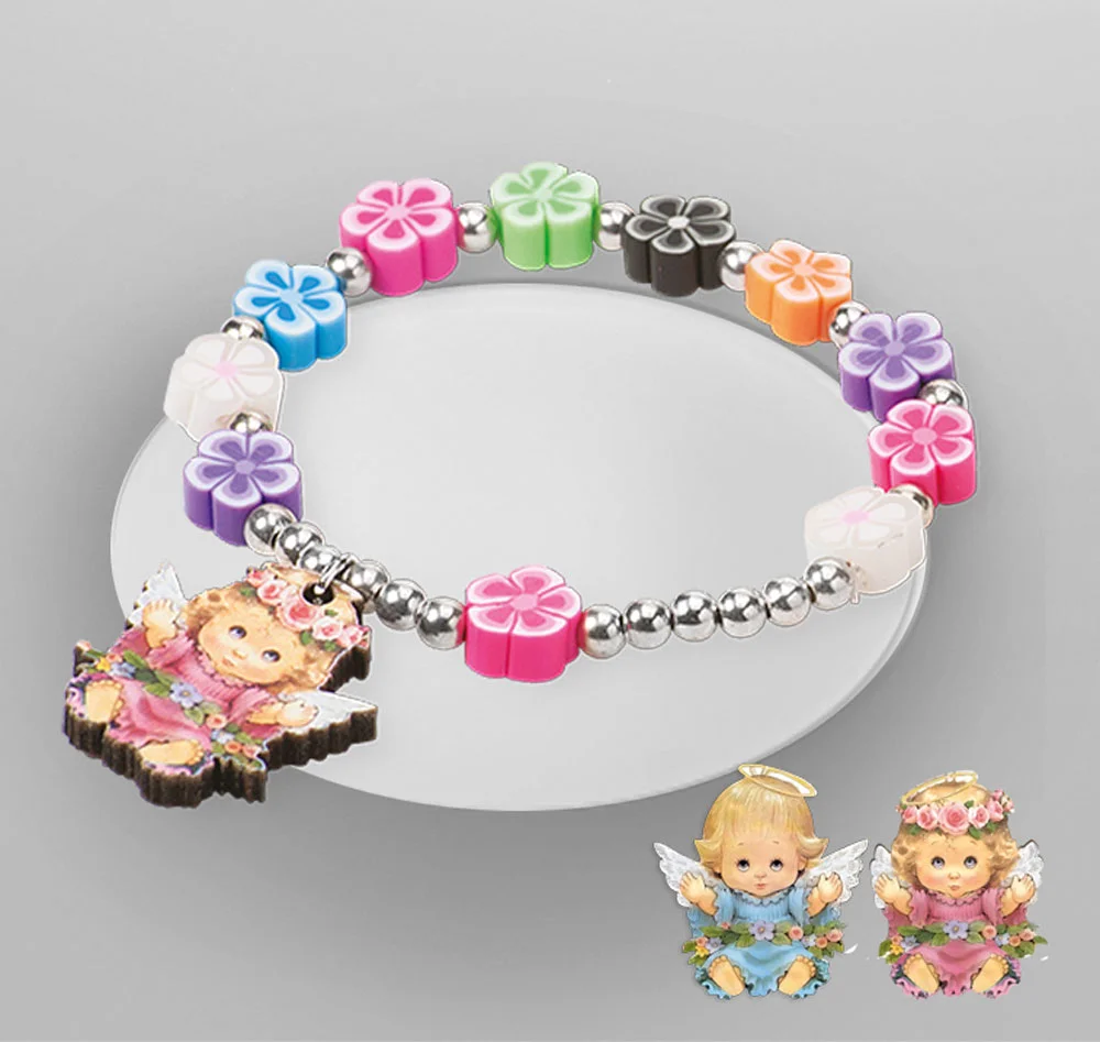 Pulsera Infantil, con angel de la guarda. Elástico.