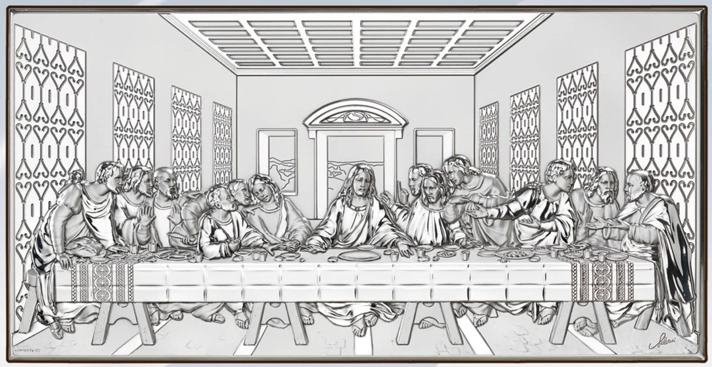 Last Supper altarpiece. Laminated silver