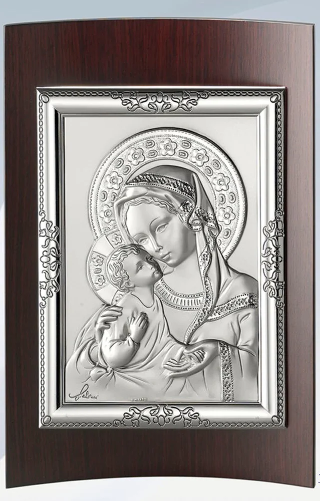 Altarpiece of the Virgin and Child. Laminated silver