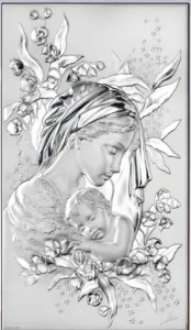 Altarpiece of the Virgin and Child. Laminated silver