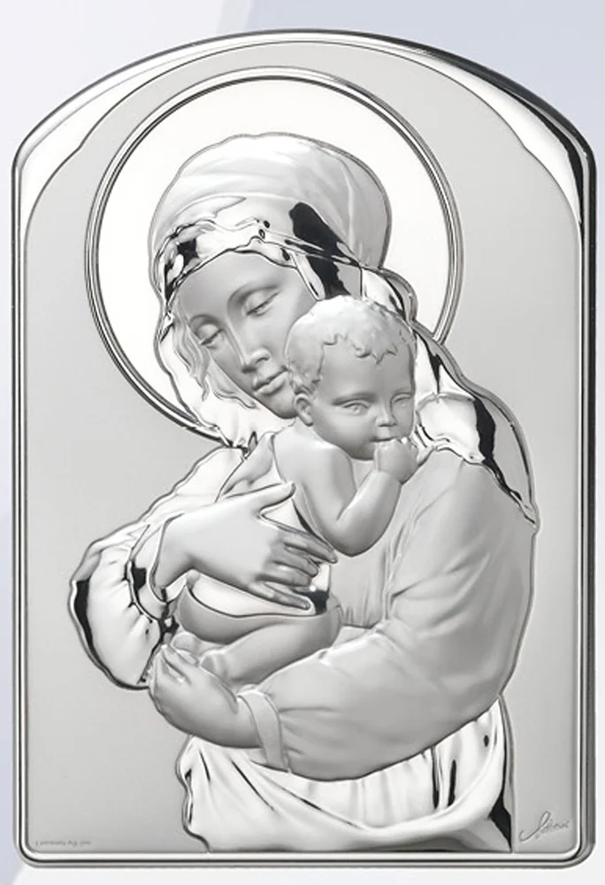 Altarpiece of the Virgin and Child. Laminated silver