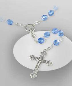 Crystal rosary. Blue Color. 5 mm ball.