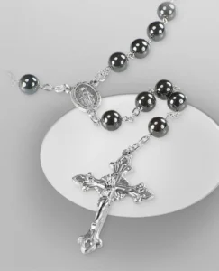 Hematite rosary Black color. Round rosary beads