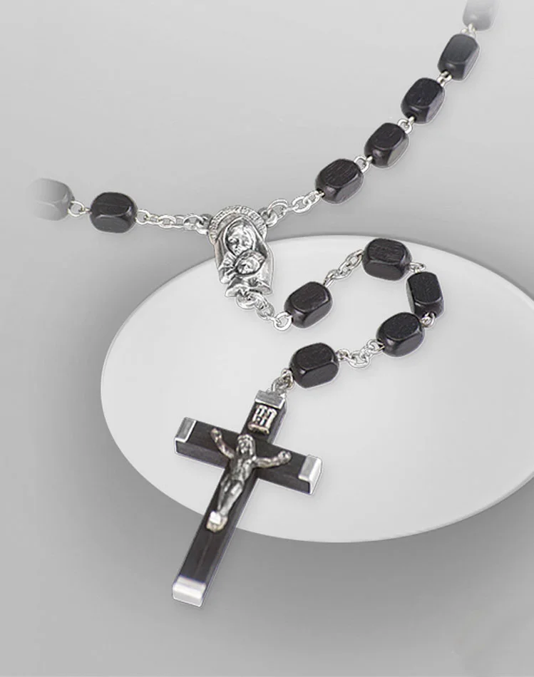 Rosario madera. Color negro