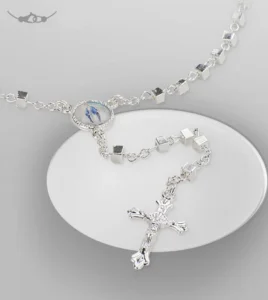 Metal rosary. Rosary beads 3×3 mm.