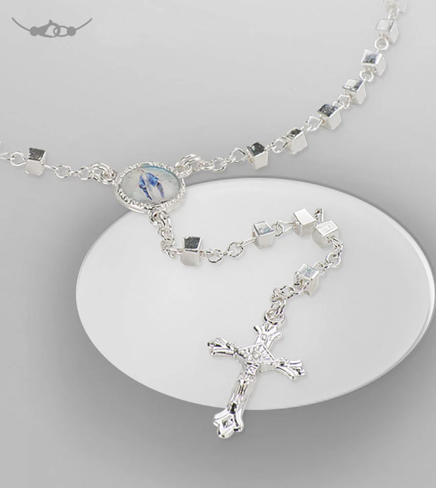 Metal rosary. Rosary beads 3×3 mm.