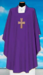Liturgical chasuble with embroidered cross